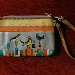 Colorful Bird Pattern Wristlet